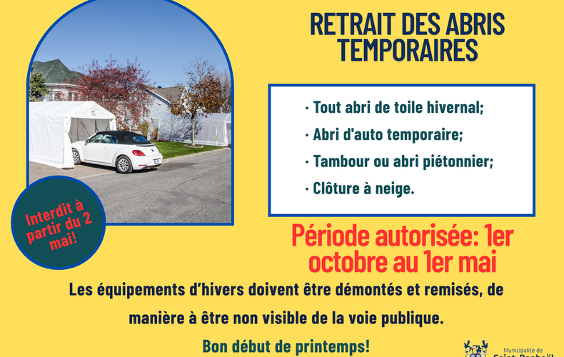 C'est le temps de retirer les abris d'hiver!